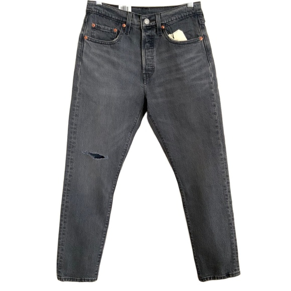 Levi's Denim - Levi’s Women Size 27 Black Washed Distressed 501 Skinny High Rise Jeans
